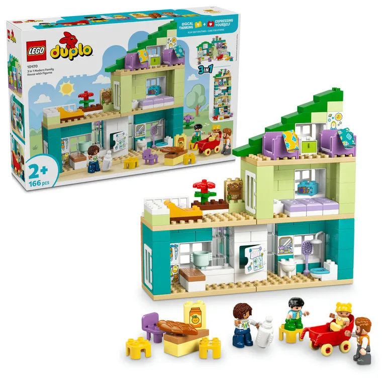 LEGO DUPLO, Nowoczesny dom rodzinny 3 w 1 z figurkami, 10470