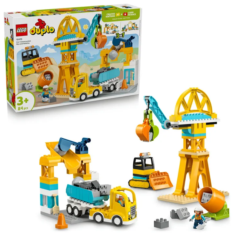 LEGO DUPLO, Plac budowy z pojazdami 3 w 1, 10476
