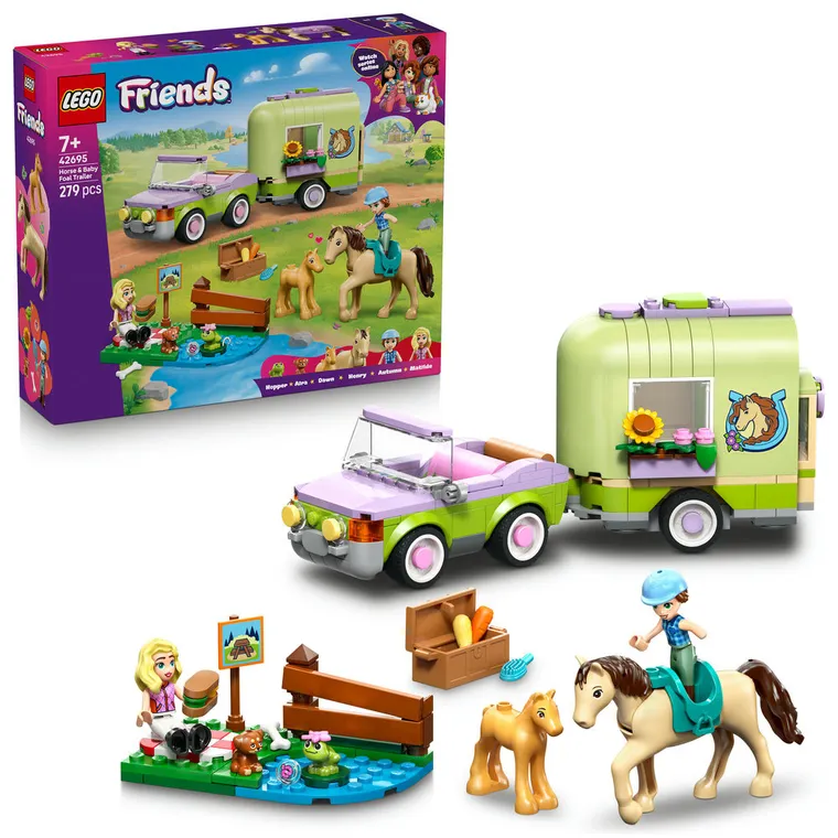 LEGO Friends, Przyczepa z koniem i źrebaczkiem, 42695