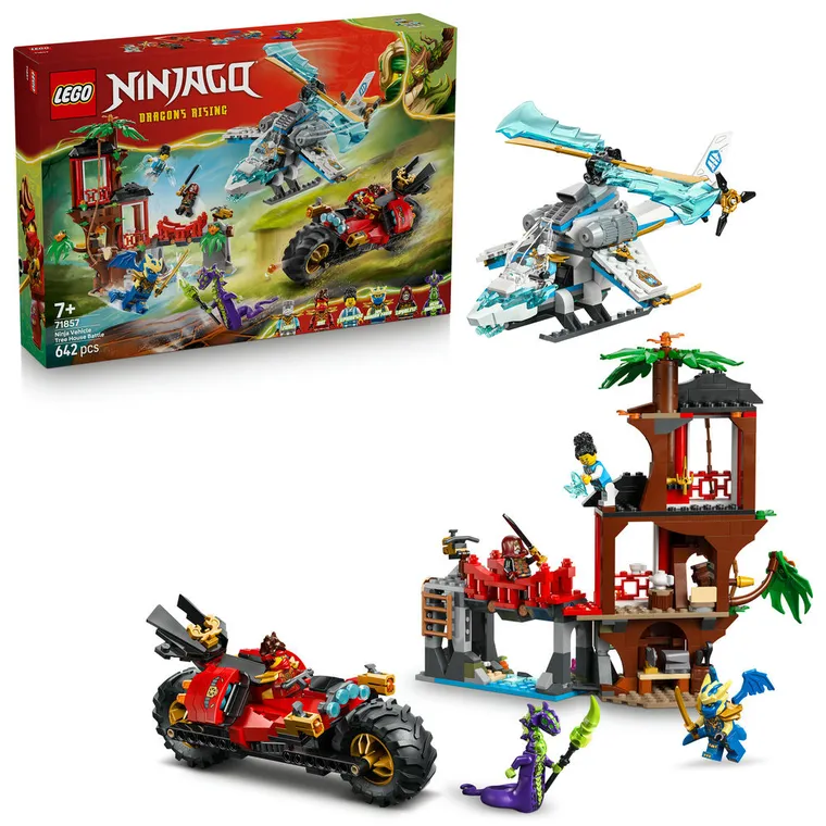 LEGO NINJAGO, Bitwa ninja: domek na drzewie z pojazdami, 71857