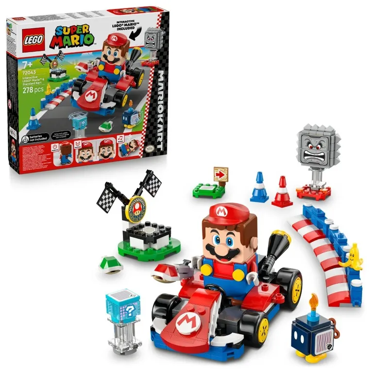 LEGO Super Mario, Mario Kart - Interaktywna figurka LEGO Mario i Standard Kart, 72043