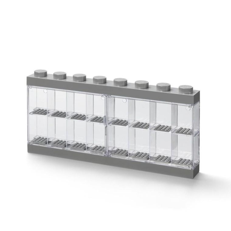 LEGO, witrynka na 16 minifigurek, szara