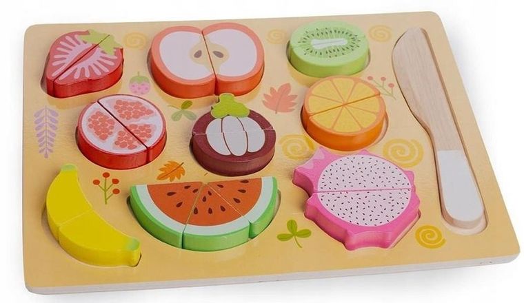Lena, drewniany zestaw do krojenia owoców na magnesy, 21 elementów