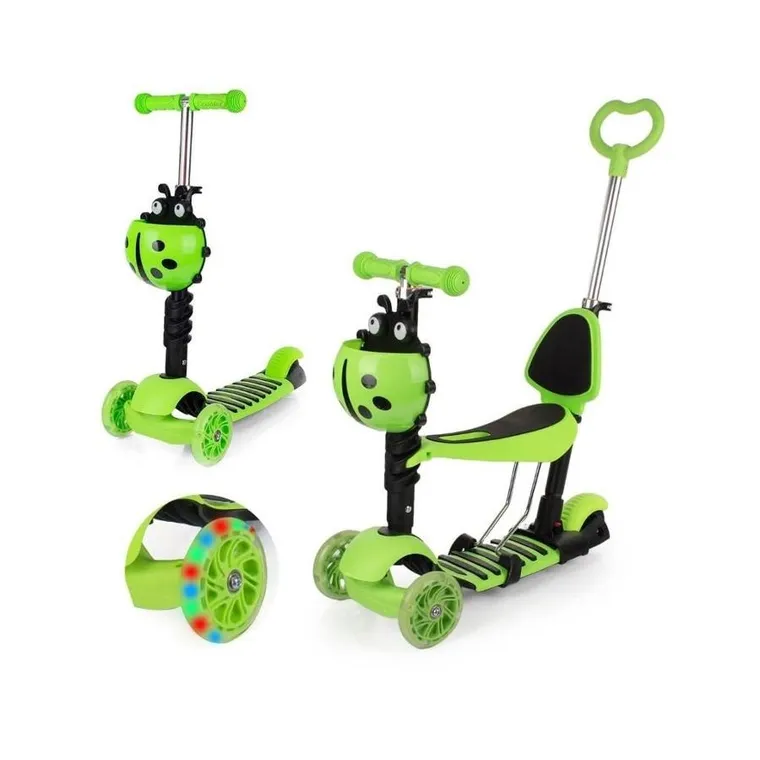 Lena, hulajnoga 3-kołowa z rączką do prowadzenia, balansowa, LED, zielona