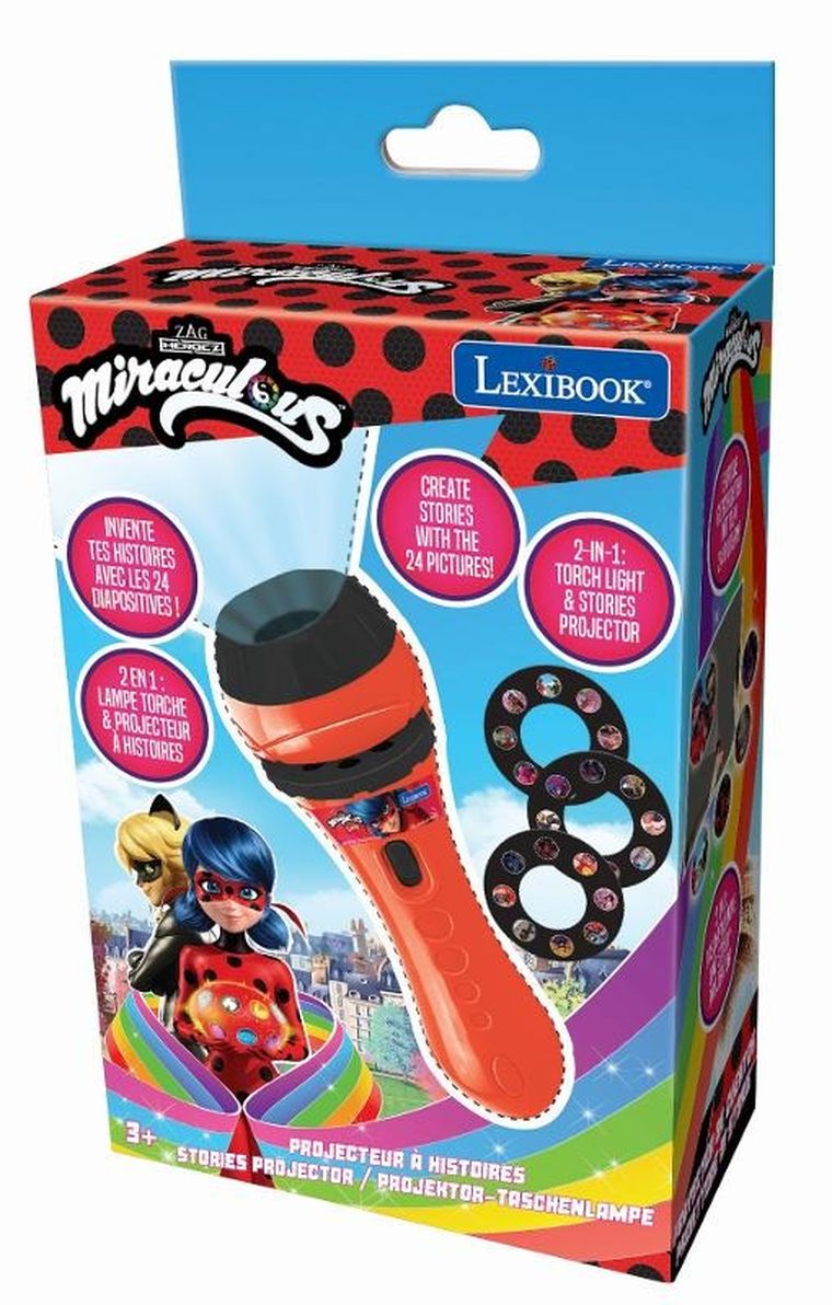 Lexibook, Miraculous: Biedronka i Czarny Kot, latarka z projektorem