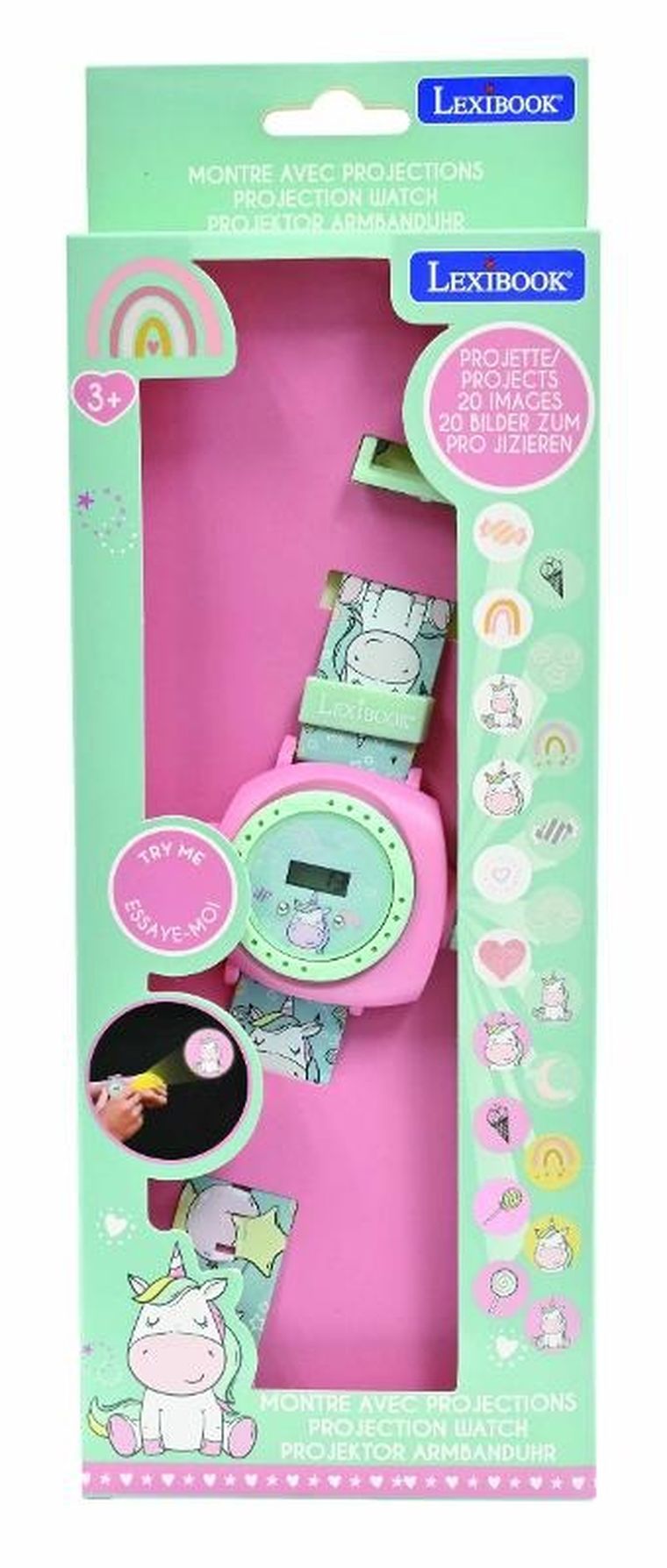 Lexibook, zegarek cyfrowy z projektorem, jednorożec