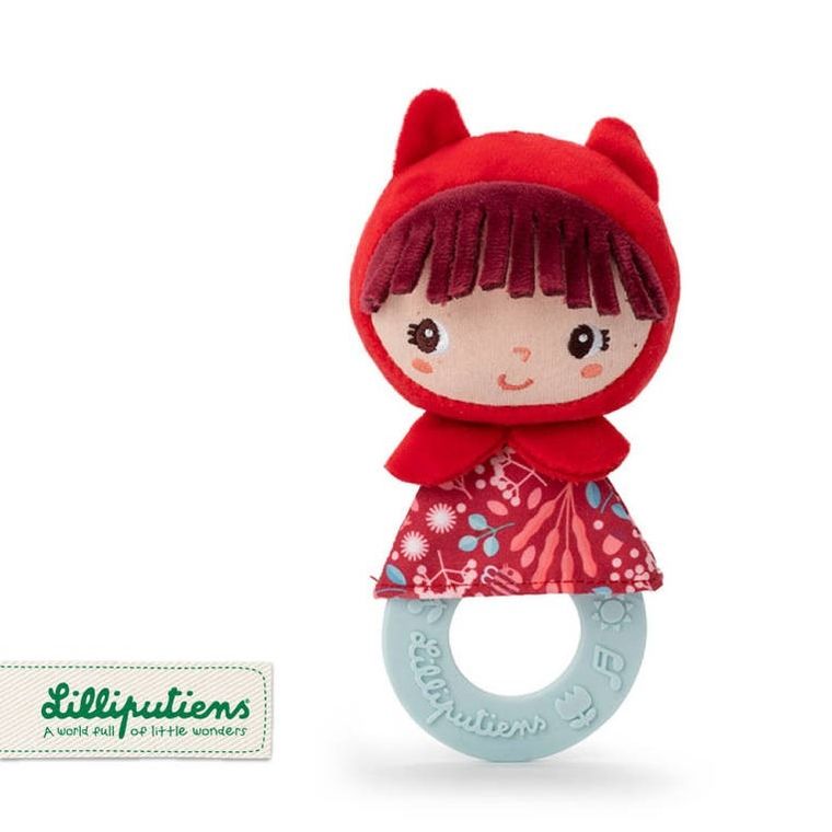 Lilliputiens, Czerwony Kapturek, grzechotka z silikonowym gryzakiem, 0m+