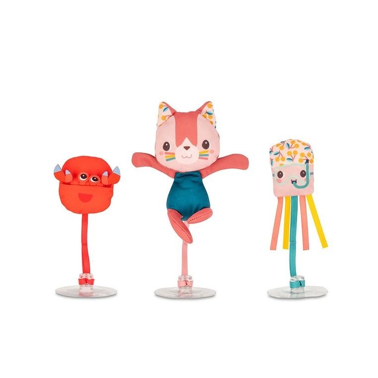 Lilliputiens, Kotka Jeanne, zestaw 3 zabawek do kąpieli z przyssawkami, 3m+