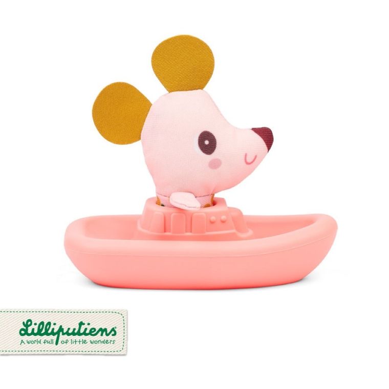 Lilliputiens, Myszka Nina, zabawka do kąpieli, łódeczka z przytulanką, 6m+