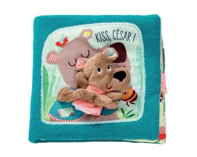Lilliputiens, Niedźwiadek Cesar, książeczka z mini-pacynką na palec "Buziaki dla Cezara", 12m+