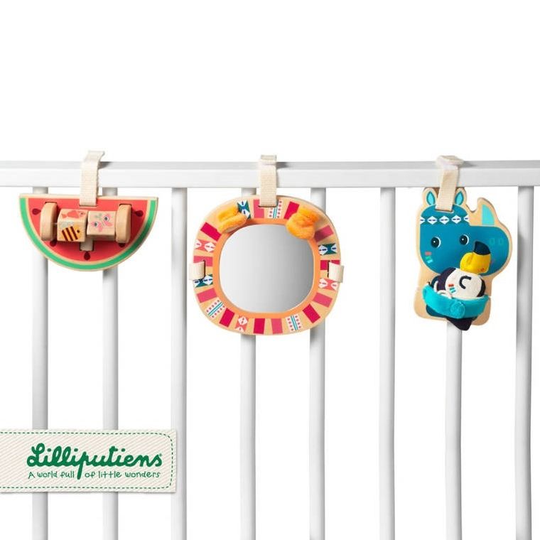 Lilliputiens, Nosorożec Marius, zestaw drewnianych zawieszek aktywizujących, 9m+