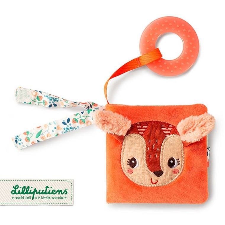 Lilliputiens, Sarenka Stell, mini-książeczka wielofunkcyjna z szeleszczącą folią i gryzakiem