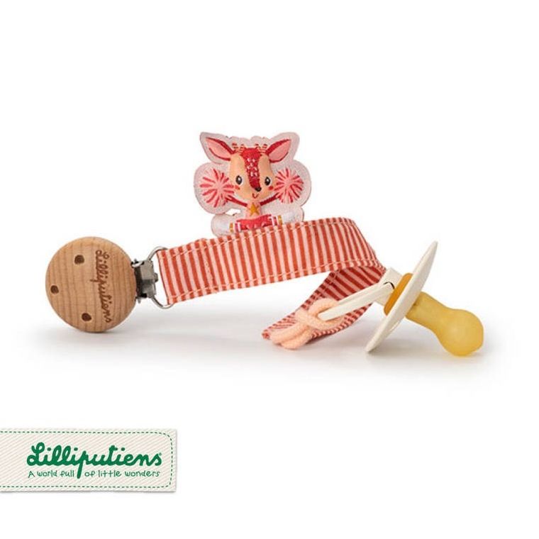 Lilliputiens, Sarenka Stella, zawieszka do smoczka ECO z drewnianym klipsem, 0m+