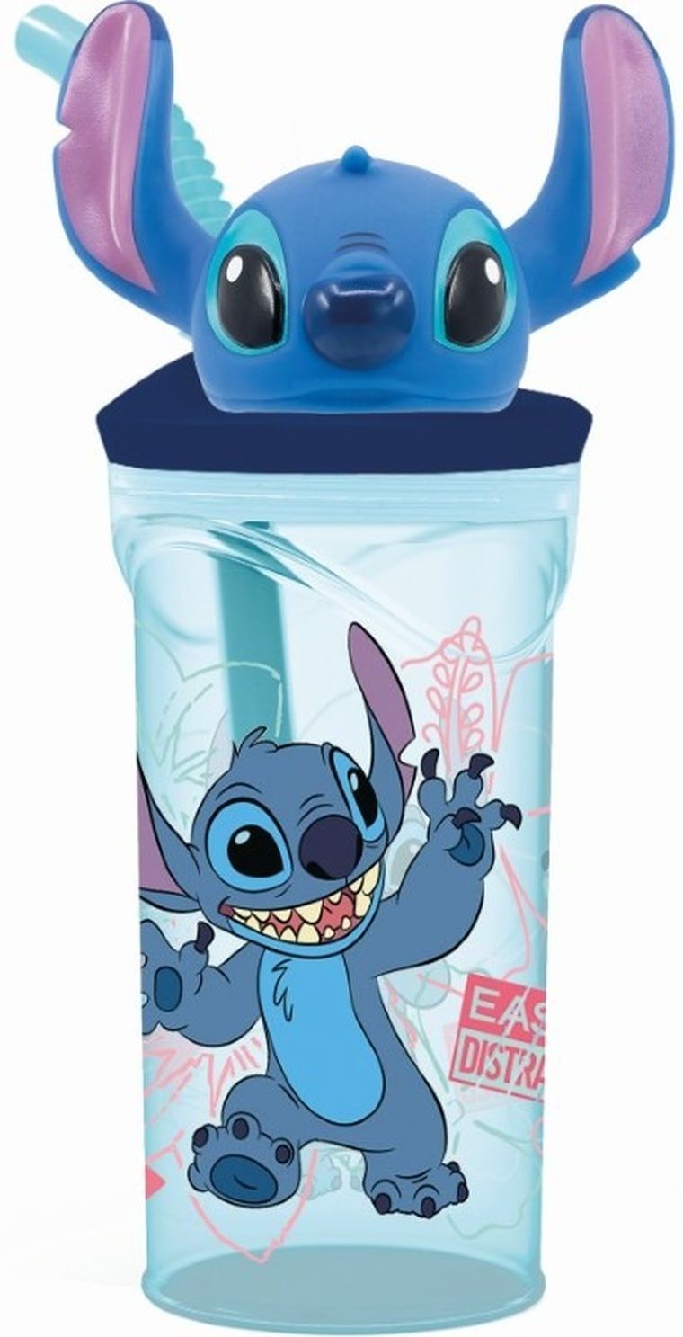 Lilo i Stitch, butelka do picia ze słomką i figurką 3D, 360 ml