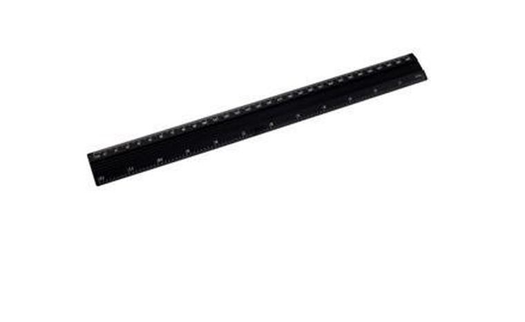 Linijka aluminiowa, czarna, 30 cm