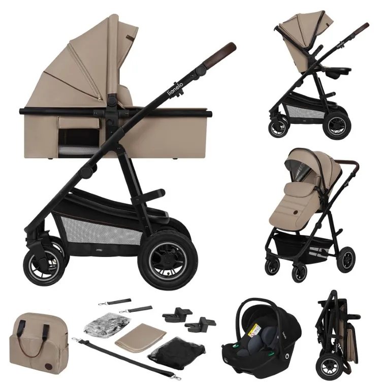 Lionelo, Amber Plus, wózek wielofunkcyjny z fotelikiem, 3w1, Beige Sand