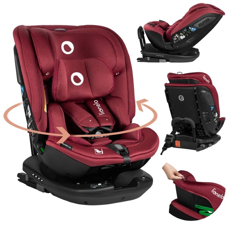 Lionelo, Bastiaan, fotelik samochodowy, i-Size, RWF, Red Burgundy, 40-150 cm