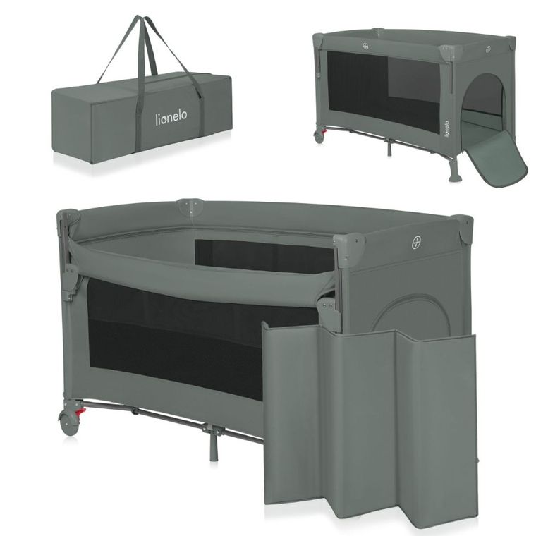 Lionelo, Ellen, łóżeczko turystyczne z funkcją dostawki, 3w1, green