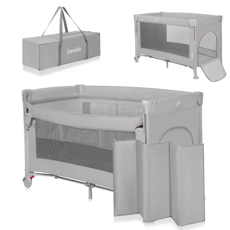 Lionelo, Ellen, łóżeczko turystyczne z funkcją dostawki, 3w1, grey