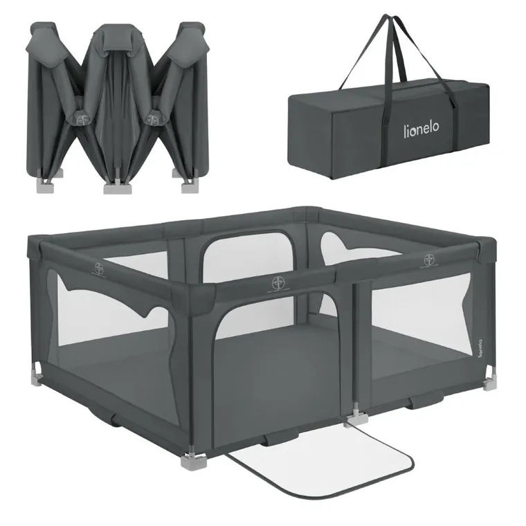 Lionelo, Florence, kojec dla dzieci, Easy Fold, grey graphite