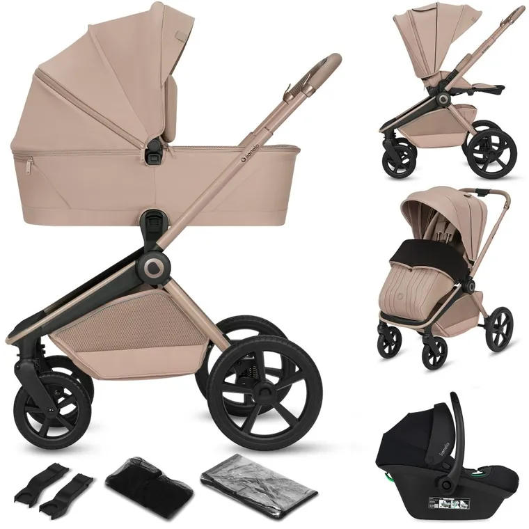 Lionelo, Freya, wózek wielofunkcyjny, składana gondola, 3w1, beige sand
