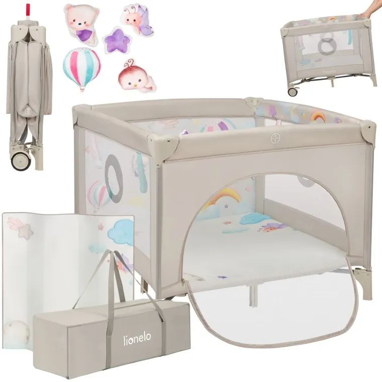 Lionelo, Mille Plus, kojec wielofunkcyjny, grey beige