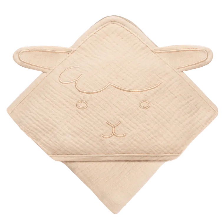 Lionelo, Muslin, okrycie kąpielowe z kapturkiem, Beige Sand