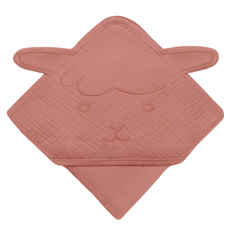 Lionelo, Muslin, okrycie kąpielowe z kapturkiem, Red Coral