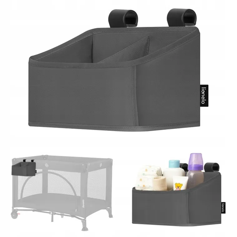 Lionelo, Sidepocket, organizer do łóżeczka, mały, grey