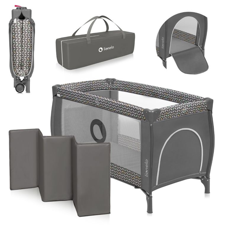 Lionelo, Sven Plus, łóżeczko turystyczne, Grey Scandi