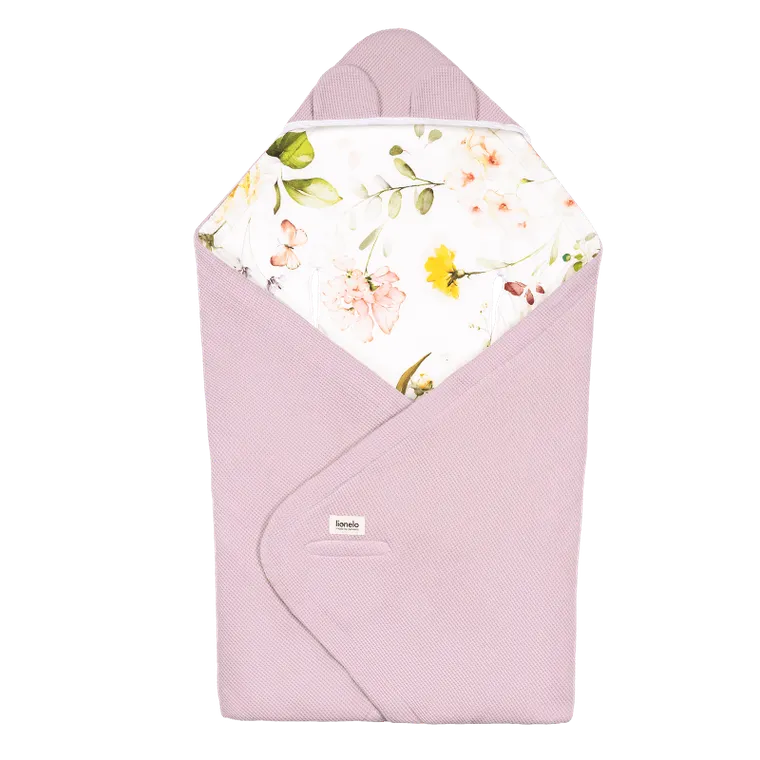 Lionelo, Travel Swaddle Blanket, otulacz do fotelika, Pink Flower