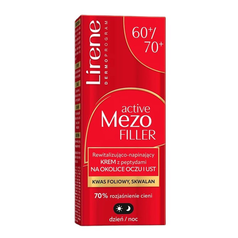 Lirene, Active Mezo Filler, rewitalizująco-napinający krem z peptydami na okolicę oczu i ust 60/70+, 15 ml