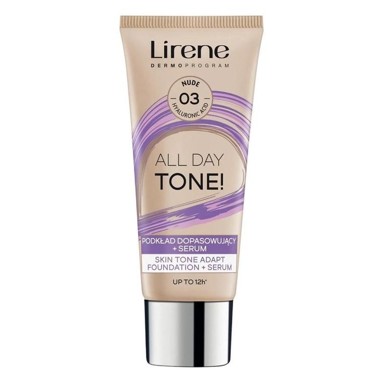Lirene, All Day Tone!, podkład dopasowujący + serum, 03 Nude, 30 ml