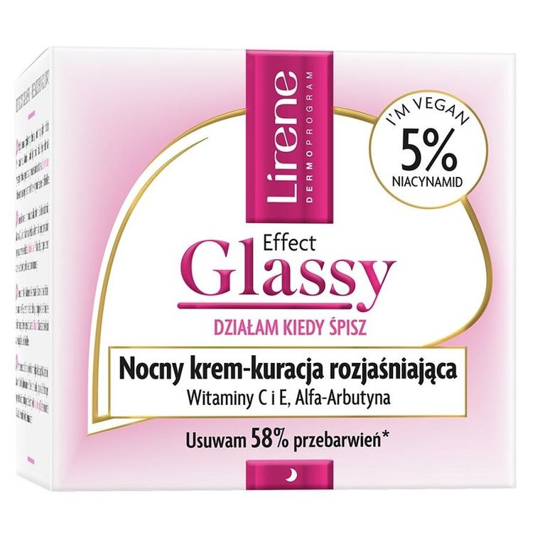 Lirene, Effect Glassy, nocny krem-kuracja rozjaśniająca, 50 ml