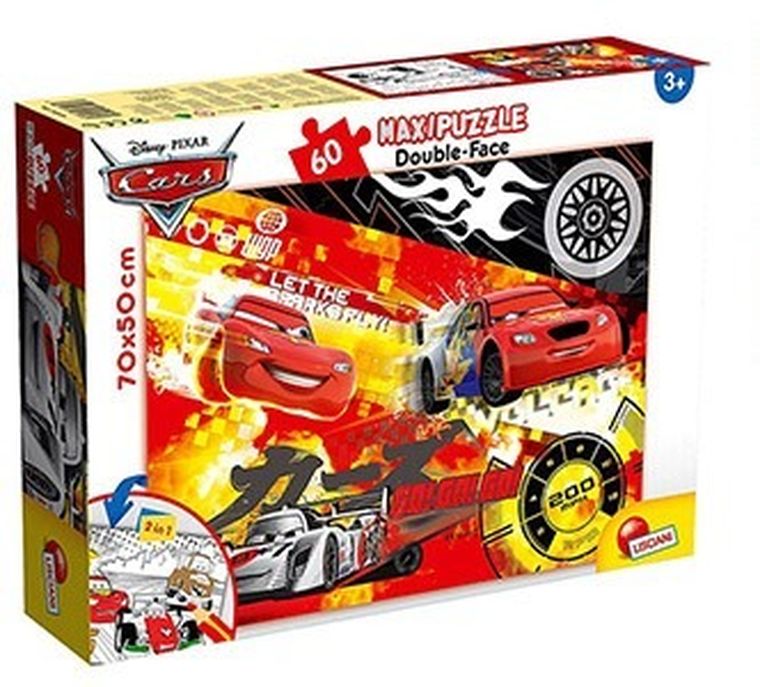 Lisciani, Auta, puzzle dwustronne maxi, 60 elementów