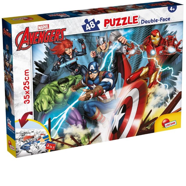 Lisciani, Avengers, puzzle dwustronne, 48 elementów