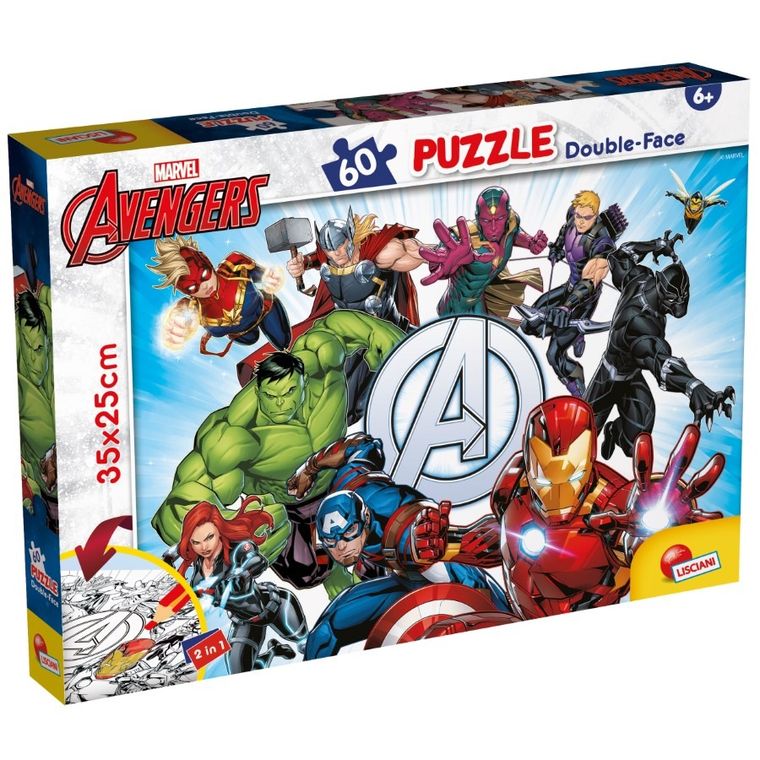 Lisciani, Avengers, puzzle dwustronne, 60 elementów