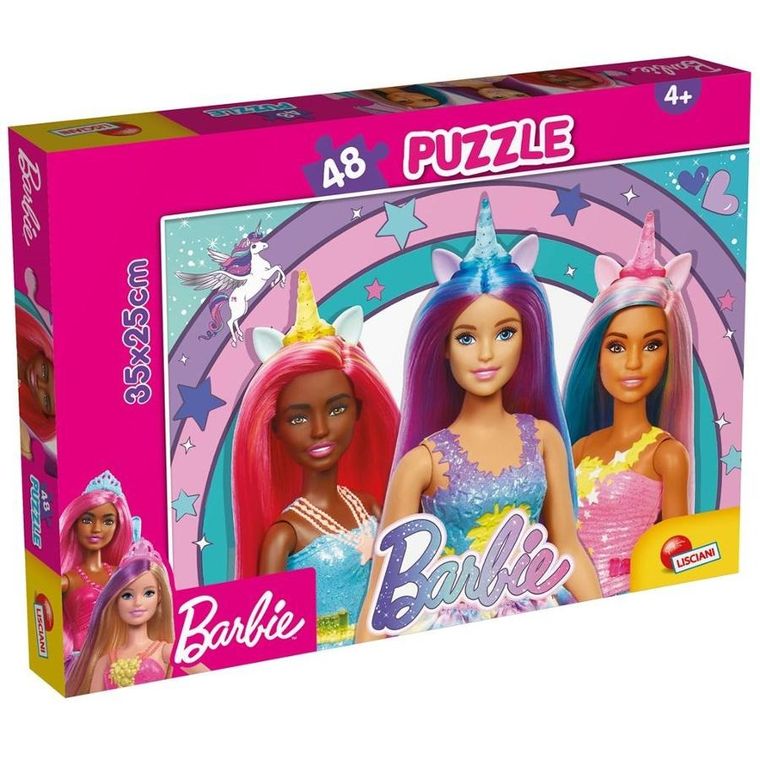 Lisciani, Barbie, Magic Unicorn, puzzle dwustronne, 48 elementów