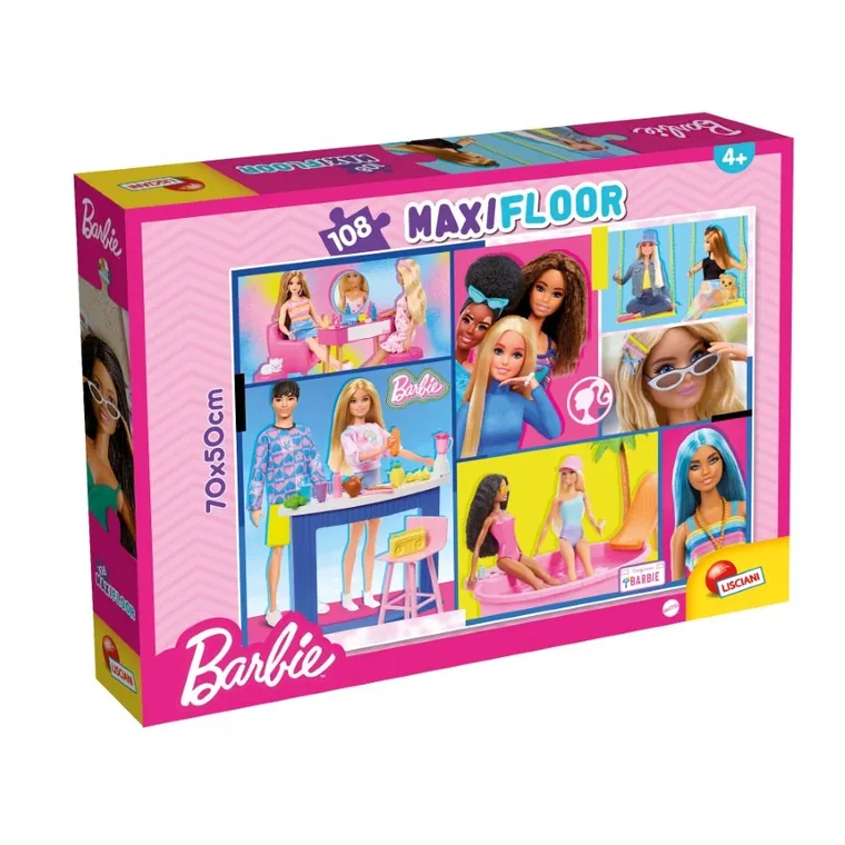 Lisciani, Barbie, Maxifloor, puzzle, 108 elementów