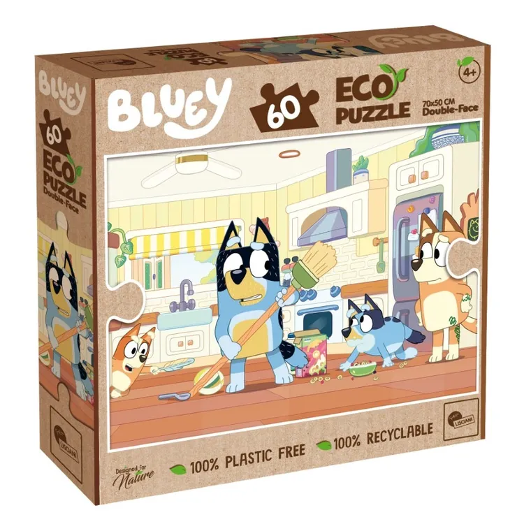 Lisciani, Bluey, Eko, puzzle dwustronne, 60 elementów