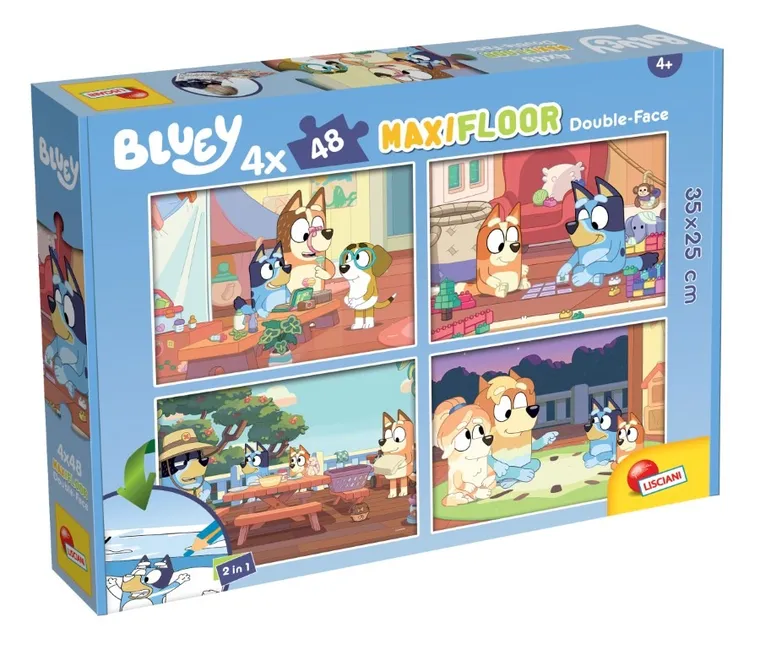Lisciani, Bluey, puzzle dwustronne, 4-48 elementów