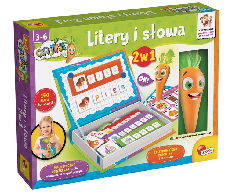 Lisciani, Carotina, Litery i słowa, 2w1, zestaw edukacyjny
