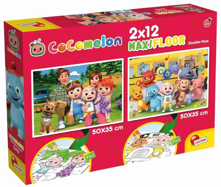 Lisciani, CoComelon, Chodźmy na spacer, dwustronne puzzle podłogowe, 2-12 elementów