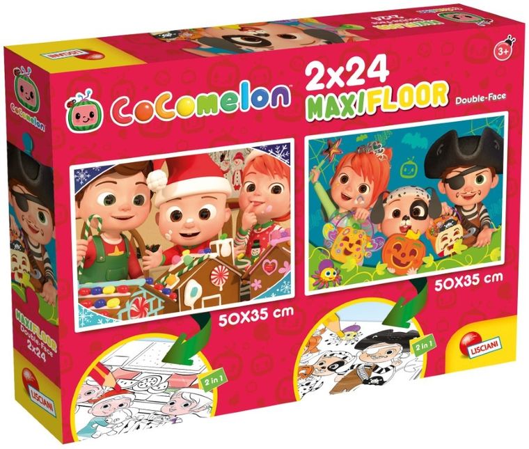 Lisciani, CoComelon, Dzień zaczyna się od piosenki, dwustronne puzzle podłogowe, 2-24 elementy