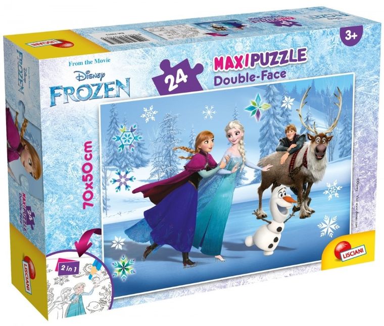 Lisciani, Kraina Lodu, puzzle maxi, dwustronne, 24 elementy