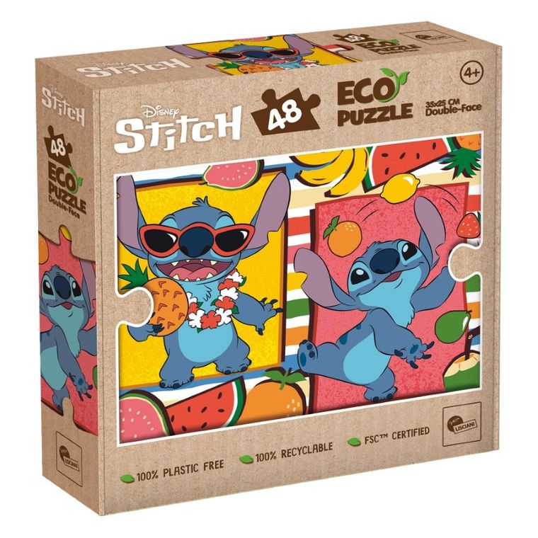 Lisciani, Lilo i Stitch, Eko, puzzle dwustronne, 48 elementów