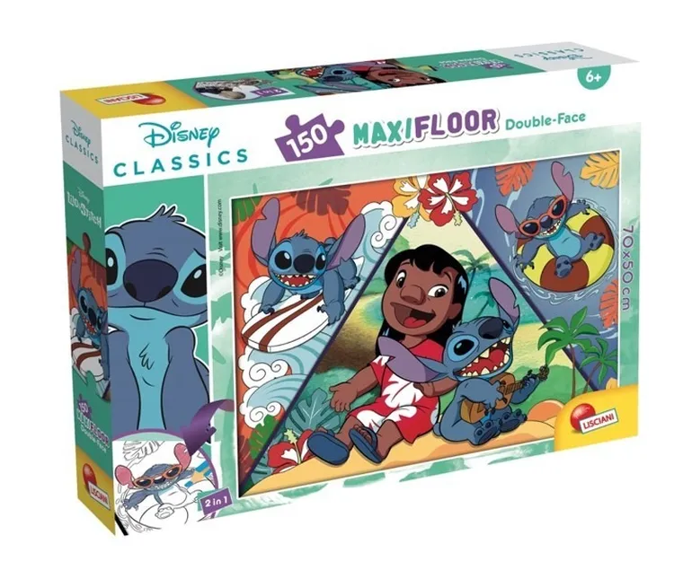 Lisciani, Lilo i Stitch, Maxifloor, puzzle dwustronne, 150 elementów