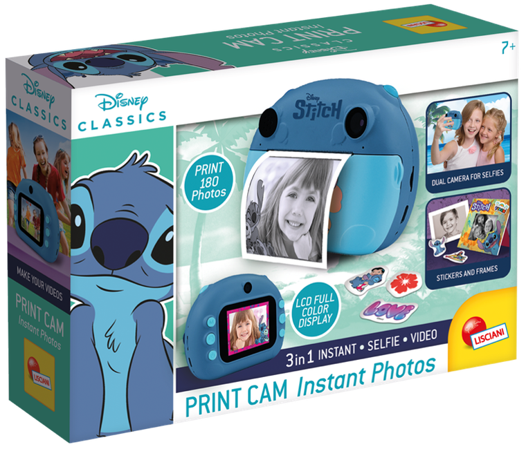 Lisciani, Lilo i Stitch, Print Cam, aparat natychmiastowy, zestaw z ramkami i naklejkami