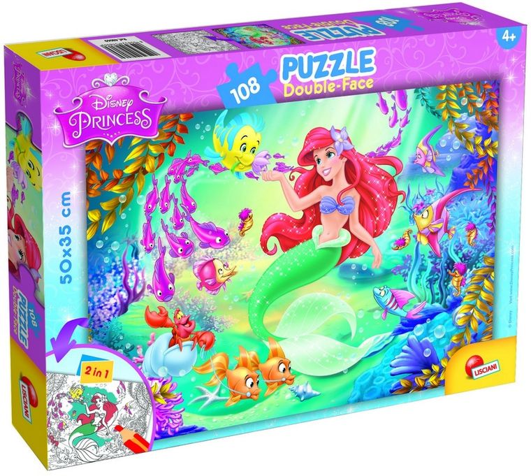 Lisciani, Mała Syrenka, puzzle dwustronne, 108 elementów