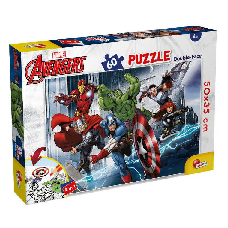 Lisciani, Marvel Avengers, puzzle dwustronne, 60 elementów